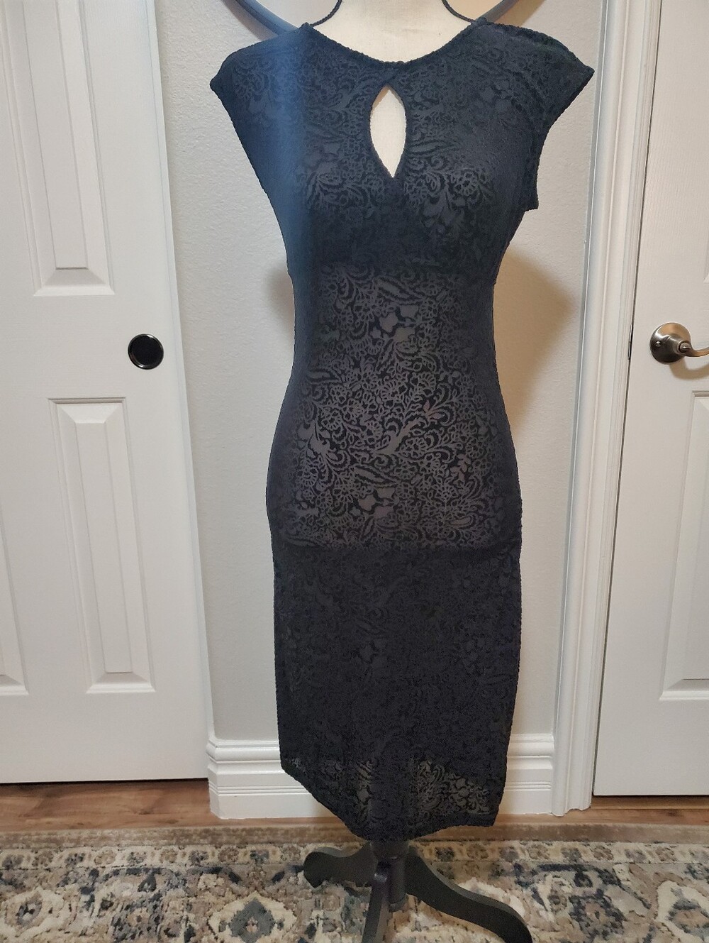 Apt 9 Burnt Out Vevlet Keyhole Dress, Sheer In Perfect Condition!